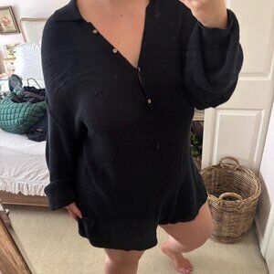 Free People FP Beach Picnic Sweater Romper • Black • Size XL